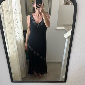 Y2K Alex Evenings Black Asymmetrical Dress with Silver beaded Accents